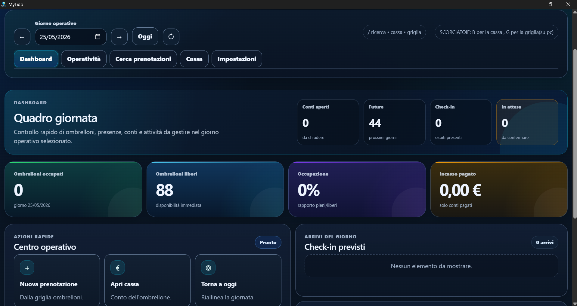 Dashboard principale MyLido